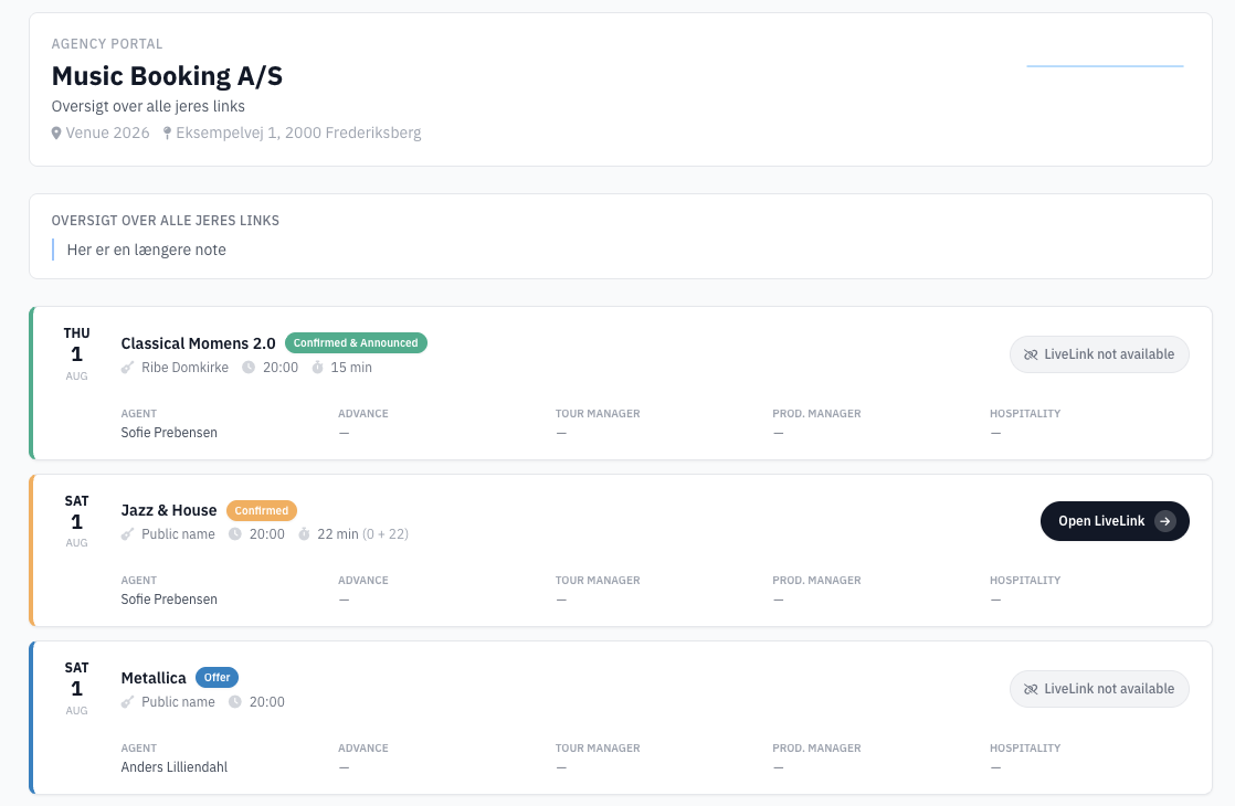 Agency Portal: Giv bureauet et samlet overblik over alle shows de har hos jer